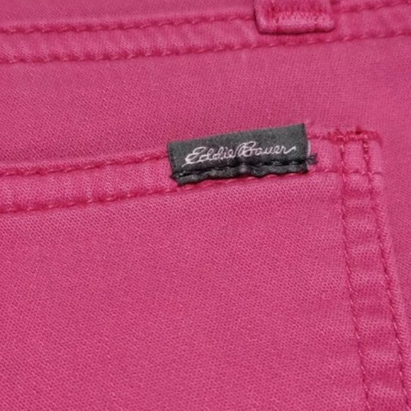 Eddie Bauer-Fuchsia Pink Shorts Flex Knit Denim Stretch Rolled- Size 12-NWT - Picture 7 of 7